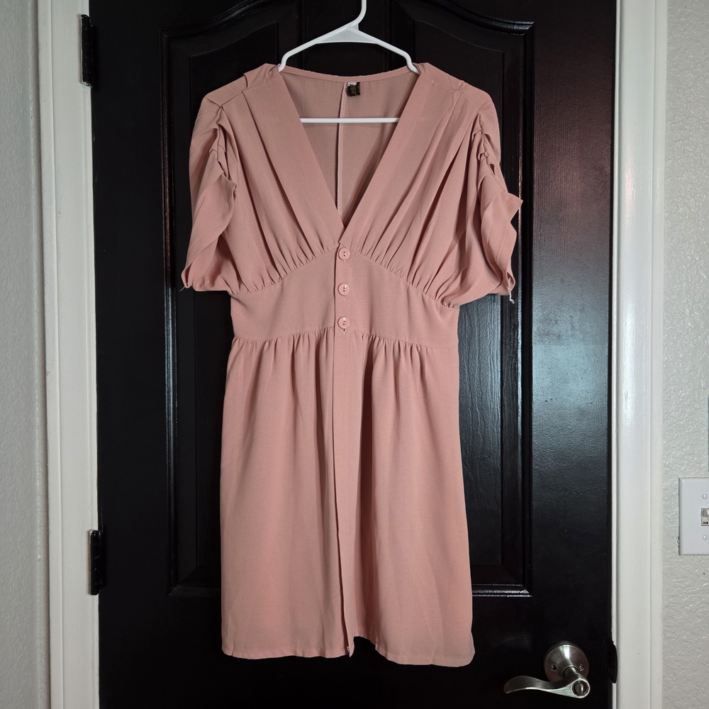 Chic Blush Button-Front Mini Dress - image 1